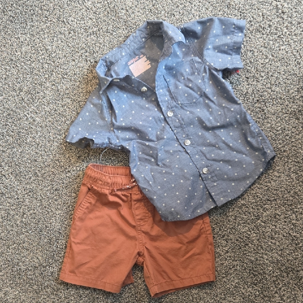 Cat & Jack Chambray Polka Dot Top